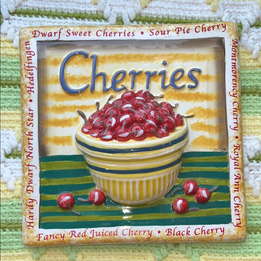Colorful Ceramic Cherries Wall Art‎